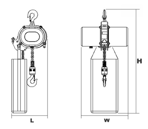DU-750環(huán)鏈電動(dòng)葫蘆尺寸圖 DU-750環(huán)鏈電動(dòng)葫蘆尺寸圖